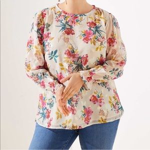 NWT LOFT Plus Shimmer Floral Blouse